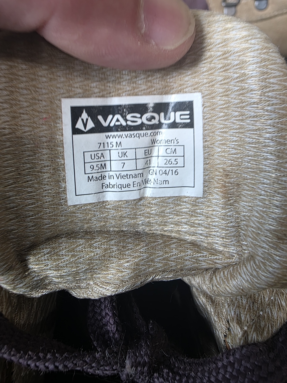 Vasque Purple and Tan Hiking Boot Detail - Picture 8 of 11